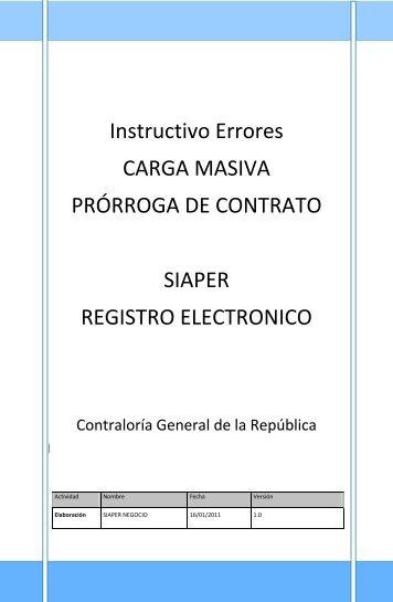 Instructivo Errores Cargas Masivas - siaper - ContralorÃ­a General de ...