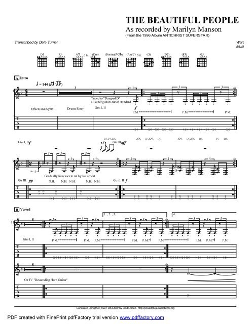 Beautiful People Pdf Guitar Alliance