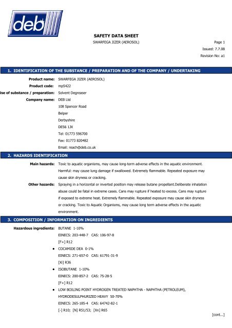 Safety Data Sheet Toolbank Safety Data Sheet Toolbank