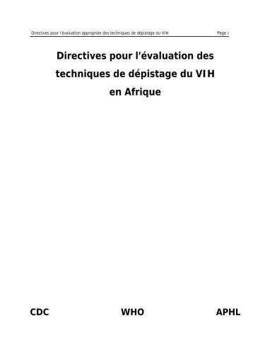 Directives pour l'évaluation des techniques de ... - libdoc.who.int