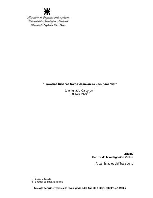 “Travesías Urbanas Como Solución de Seguridad Vial ... - LEMaC