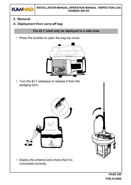 installation manual operation manual inspection log kannad 406 as