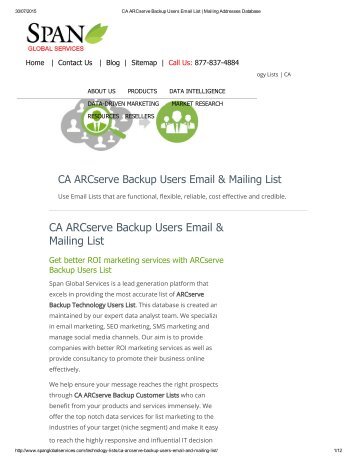 Purchase Targeted ARCserve Backup User Lists from Span Global Services