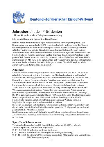 Präsidialbericht 2007/08 - KZEV