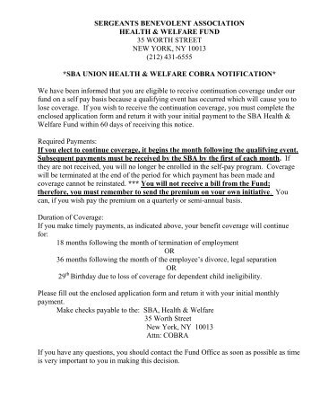 COBRA SBA Application Form - NYPD Sergeant's Benevolent ...