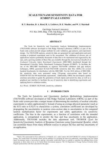 SCALE/TSUNAMI SENSITIVITY DATA FOR ICSBEP EVALUATIONS