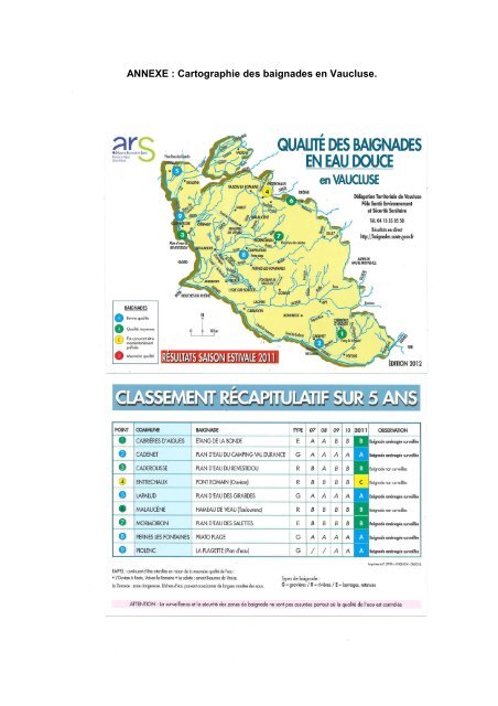 QUALITE SANITAIRE DES EAUX DE BAIGNADE 2011 - ARS Paca