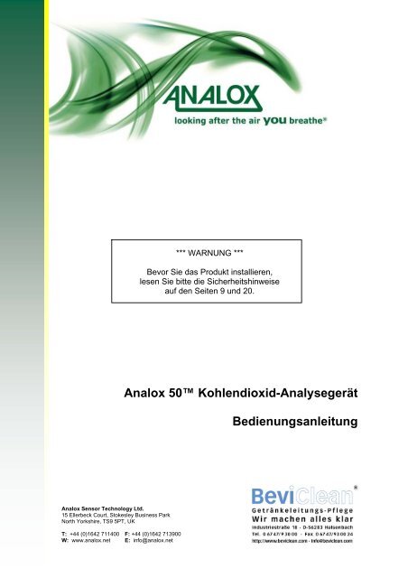 Analox 50â¢ Kohlendioxid-AnalysegerÃ¤t ... - BeviClean