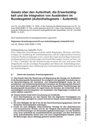 Allgemeine Verwaltungsvorschrift zum Aufenthaltsgesetz - Soldan.de