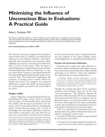 Minimizing the Influence of Unconscious Bias in Evaluations: A ...