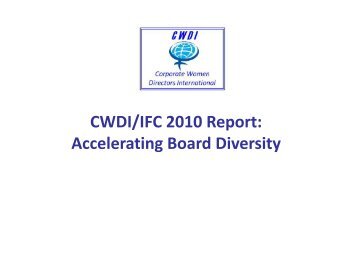 CWDI/IFC 2010 Report: Accelerating Board Diversity - GlobeWomen