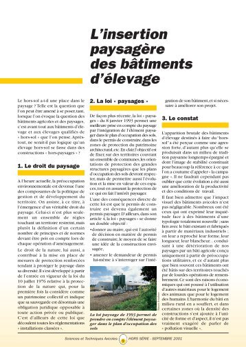 L'insertion paysagère des batiments d'élevage - Institut Technique ...