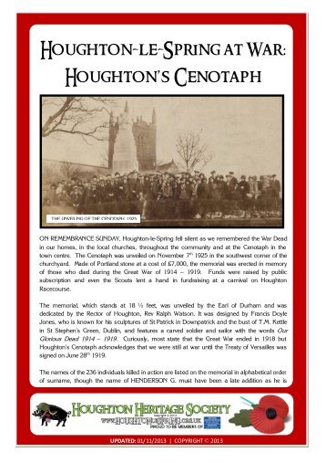 Cenotaph for names - Houghton-le-Spring