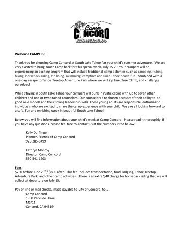 Download our welcome letter - Friends of Camp Concord