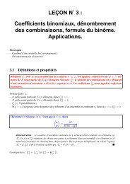 LEÃON NË 3 : Coefficients binomiaux ... - CAPES de Maths