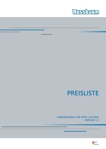 NUSSBAUM Preisliste für Hebetechnik | 07.2015 | Version 1.2 D