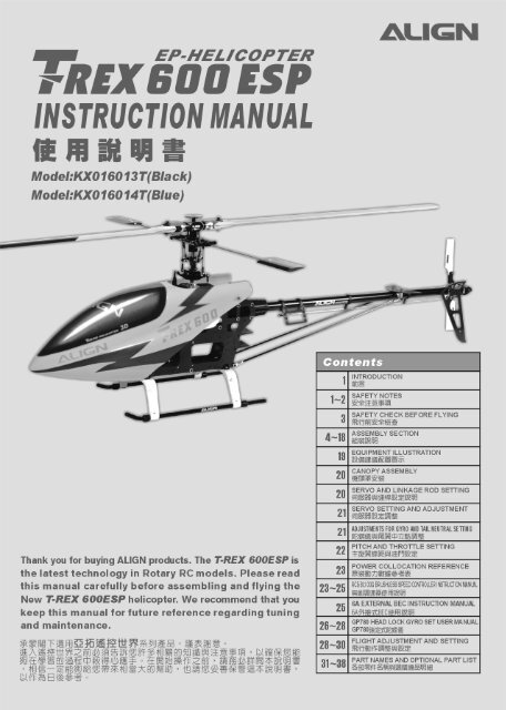 T-REX 600 ESP Super Combo Manual - E-flite