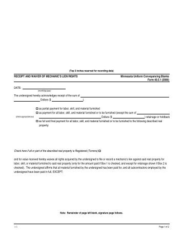Minnesota Uniform Conveyancing Blanks Form 40.5.1
