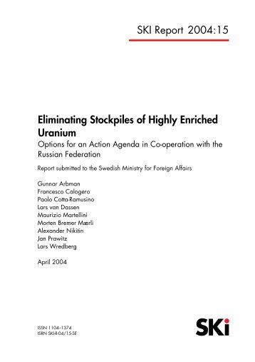 Eliminating Stockpiles of Highly Enriched Uranium - Pugwash ...
