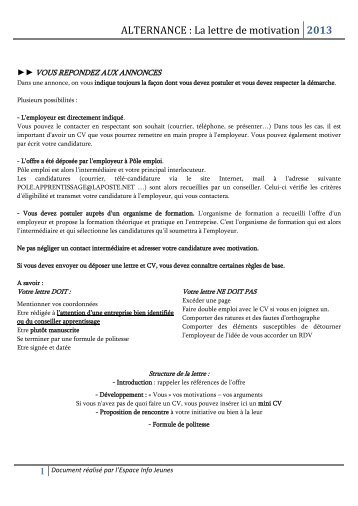 PersOnnaLiser Le cv eT La LeTTre de mOTivaTiOn - Apecita PersOnnaLiser Le cv eT La LeTTre de mOTivaTiOn - Apecita