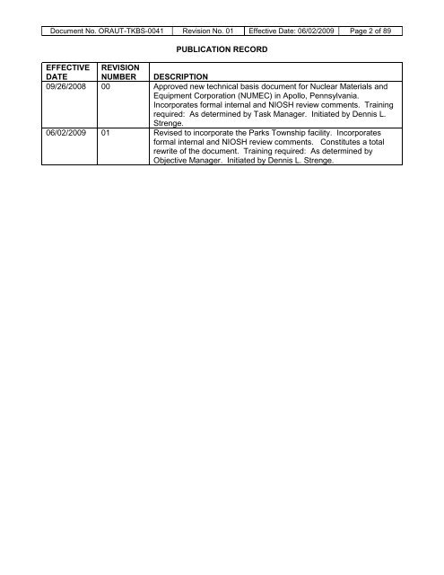 ORAU TEAM Dose Reconstruction Project for NIOSH