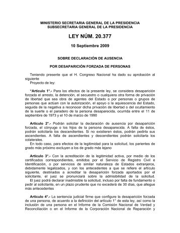 Ley 20377-Desaparición Forzada - Corporación de Asistencia Judicial