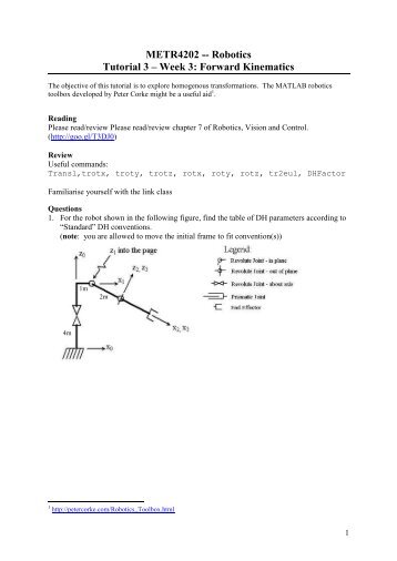 METR4202 -- Robotics Tutorial 3 â Week 3: Forward Kinematics