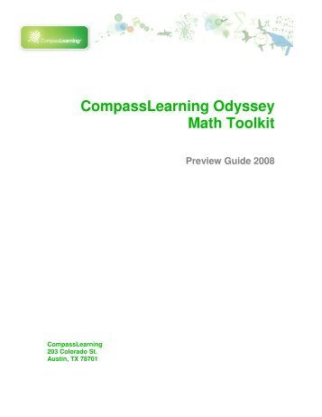 CompassLearning Odyssey Math Toolkit  Preview Guide 2008