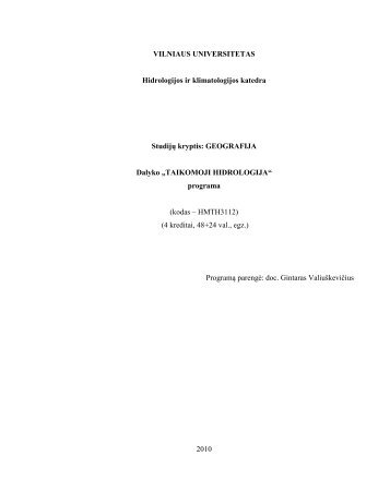 Taikomoji hidrologija - Hidrologijos ir klimatologijos katedra