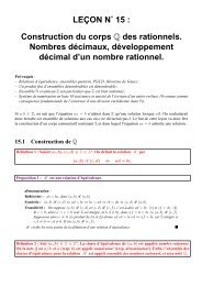 Construction du corps Q des rationnels. Nombres ... - CAPES de Maths