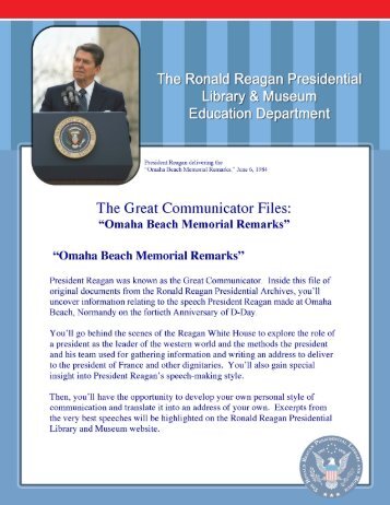 Omaha Beach Memorial Remarks Speech File - Ronald Reagan ...