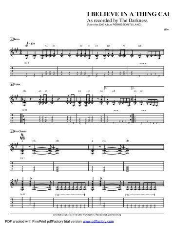 âI Believe In A Thing Called Loveâ (PDF) - Guitar Alliance