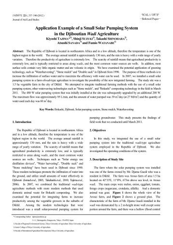 Application Example of the Small Solar Pumping System - Tokyo ...