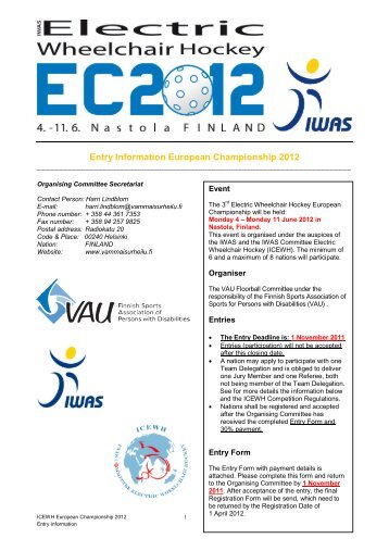 Entry Information European Championship 2012 - Elektro-Rollstuhl ...