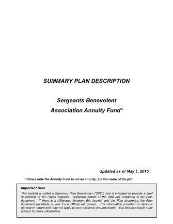 Annuity Fund Summary Plan Description - NYPD Sergeant's ...