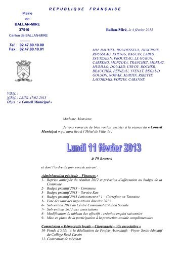 CM du 11-02-2013 (pdf - 133,59 ko) - Ballan-MirÃ©