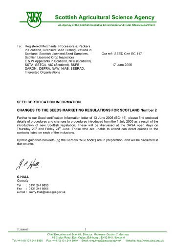 Seed Certification Letter 117 - SASA