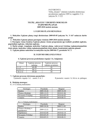 UGDYMO PLANAS - Telšių „Kranto“ pagrindinė mokykla