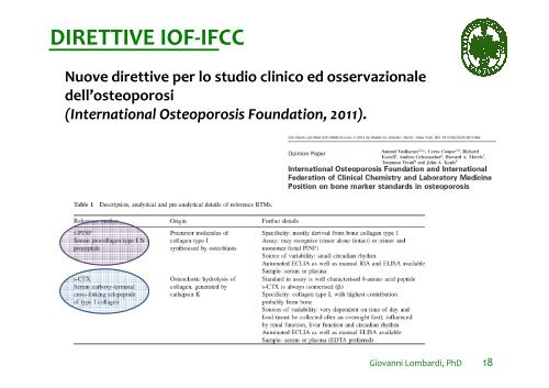 MARCATORI DI METABOLISMO OSSEO NELL'ATLETA