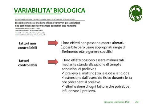 MARCATORI DI METABOLISMO OSSEO NELL'ATLETA