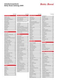 Inhaltsverzeichnis Betty Bossi Zeitung 2009