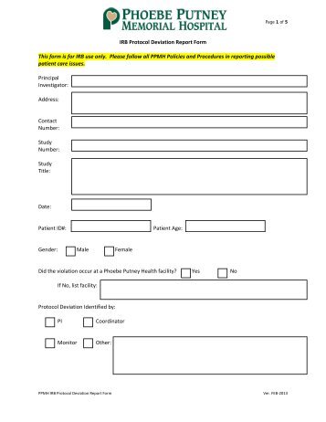 IRB Protocol Deviation Report Form This form is for IRB use only ...