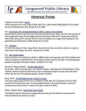 Historical Fiction - Longwood Public Library