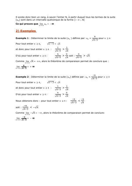 Terminale S - Etude d'une limite de suite - Parfenoff . org