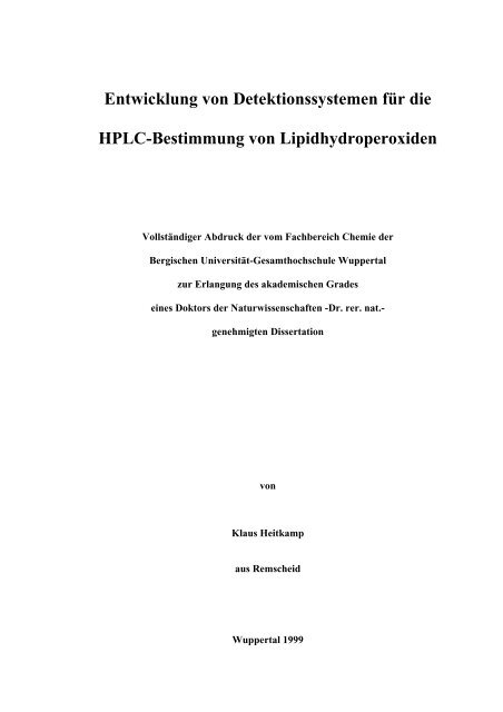 Dissertation Klaus Heitkamp 1999