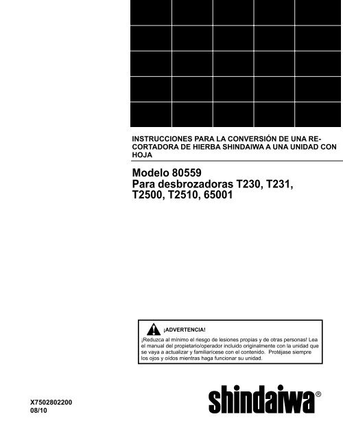 Modelo 80559 Para desbrozadoras T230, T231 Shindaiwa USA