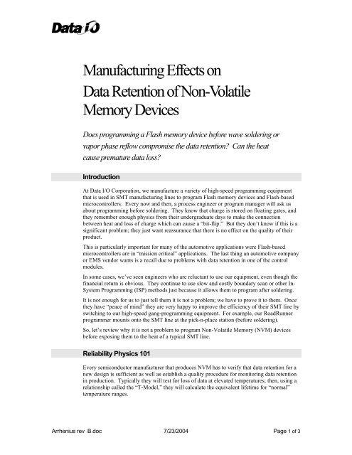 Manufacturing Effects on Data Retention of Non-Volatile Memory ...