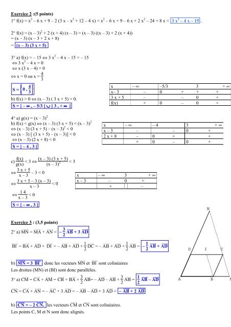 Devoir commun de seconde MathÃ©matiques