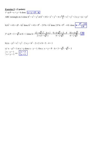 Devoir commun de seconde MathÃ©matiques