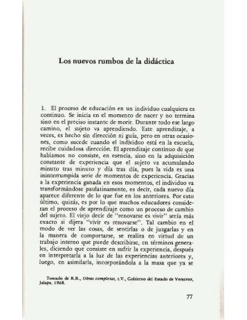 Ramírez, Rafael (1982), “Los nuevos rumbos de la didáctica”